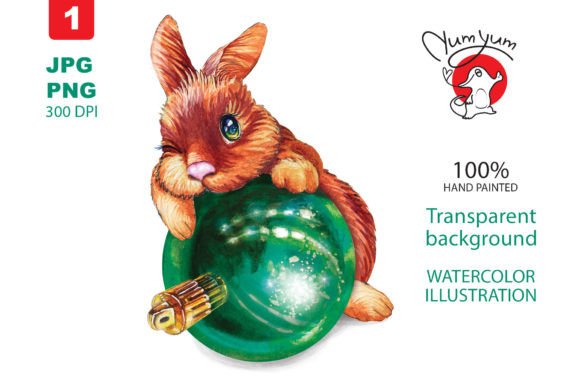 Bunny with a Christmas Ball Illustration for Branding