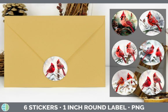 Cardinal Christmas Stickers Sticker 1i for Illustrations