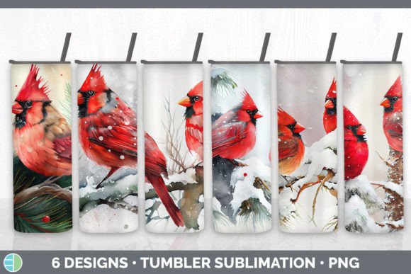 Christmas Cardinal Tumbler Sublimation B Illustrations for Content Publishing