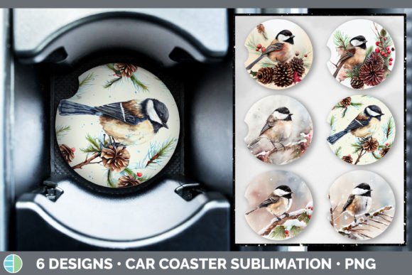 Christmas Chickadee Car Coaster Sublim Illustration Review
