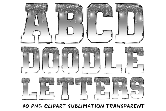 Christmas Dripping Glitter Alphabet 4 Illustrations