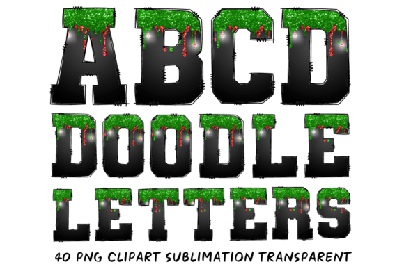 Christmas Dripping Glitter Alphabet 5 Illustrations