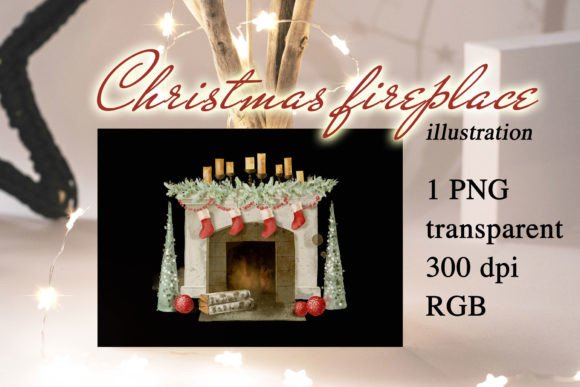 Christmas Fireplace PNG Illustration for Creative Projects