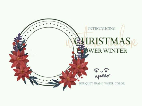 Christmas Flower Winter Frame 03 Illustrations