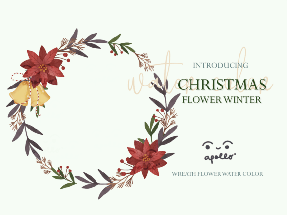 Christmas Flower Winter Wreath 06 Illustrations