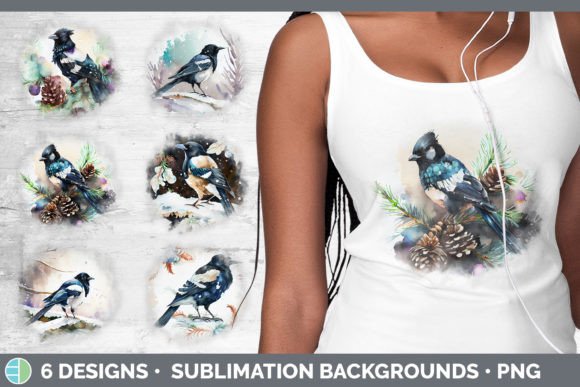 Christmas Magpie Background Grunge Sub Illustrations