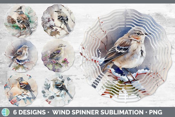 Christmas Mockingbird Wind Spinner Illustration