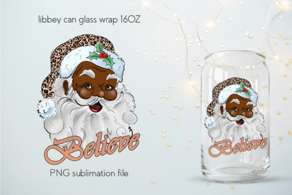 Christmas Retro Blask Santa Glass Can Embroidery Design