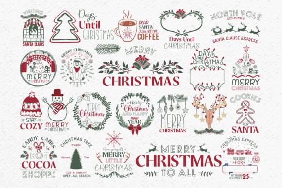 Christmas Sign Bundle, Farmhouse Illustrations