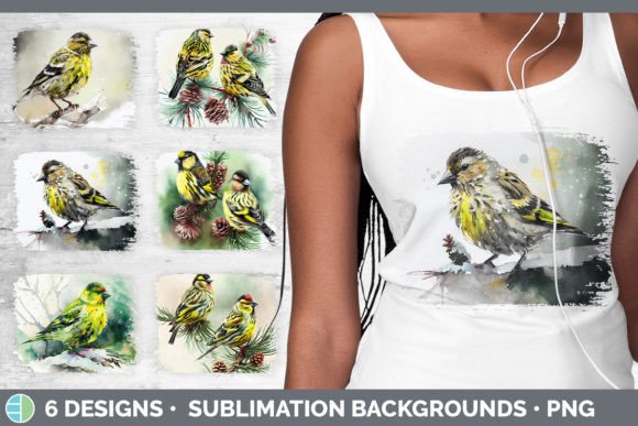 Christmas Siskin Distressed Sublimation Illustrations