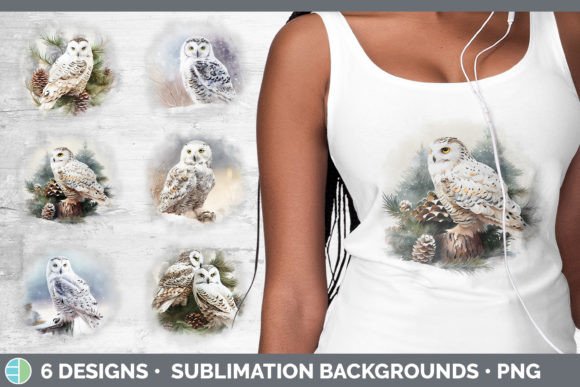 Christmas Snowy Owl Background Grunge Illustrations
