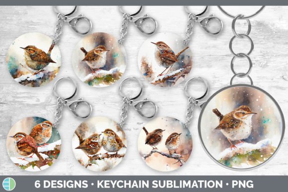 Christmas Wren Keychain Bundle Keyring Illustrations