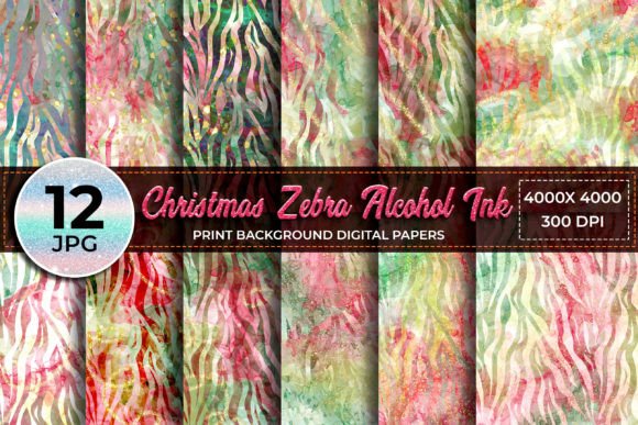 Christmas Zebra Alcohol Ink Backgrounds for Blog and Web Design