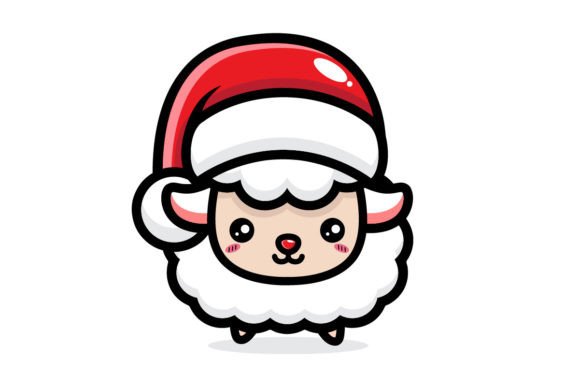 Cute Sheep is Celebrating Christmas Illustration