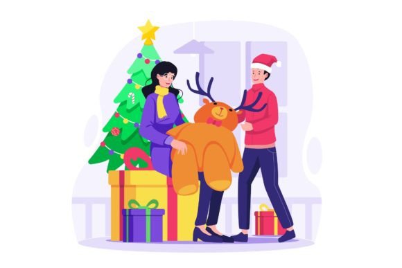 Giving Christmas Gift Illustration Review