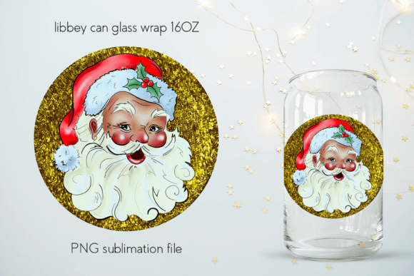 Merry Christmas Santa 16 Oz Libbey Glass Illustration