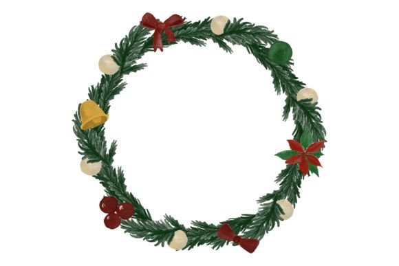 Pine Needles Wreath for Christmas Illustration
