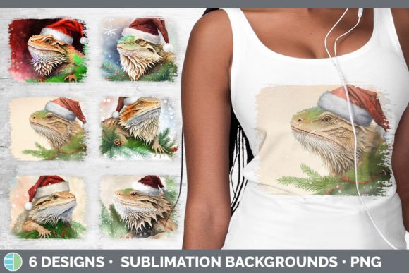 Santa Bearded Dragon Christmas Illustration