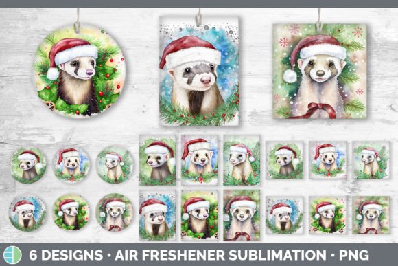 Santa Ferret Christmas Air Freshener Illustration