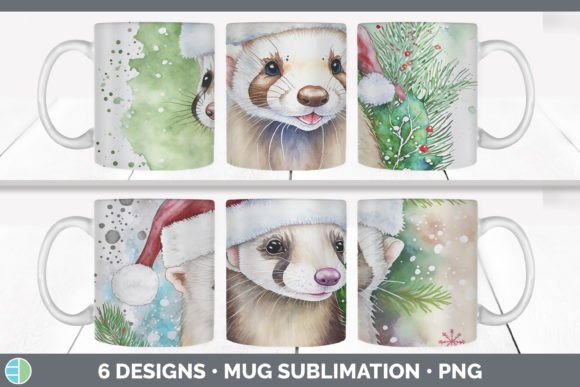 Santa Ferret Christmas Mug Embroidery Design