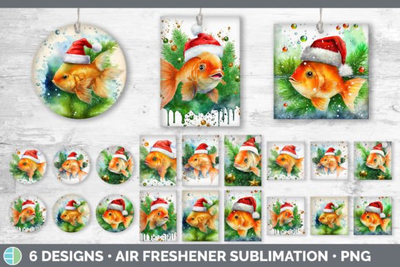 Santa Goldfish Christmas Air Freshener Illustration