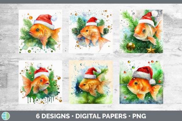 Santa Goldfish Christmas Backgrounds D Illustrations
