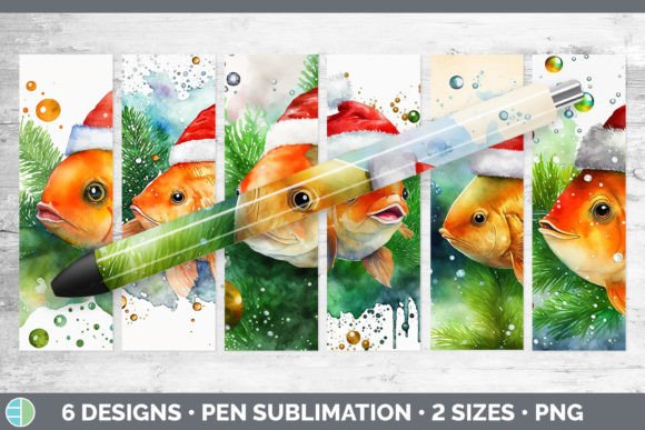 Santa Goldfish Christmas Pen Wraps Epo Illustrations