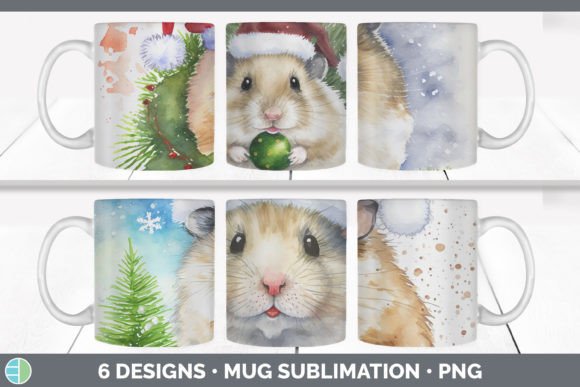 Santa Hamster Christmas Mug Sublimation Illustrations