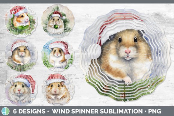 Santa Hamster Christmas Wind Spinner S Illustrations