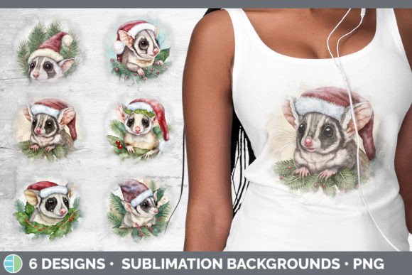 Santa Sugar Glider Christmas Background Illustrations