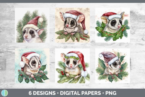 Santa Sugar Glider Christmas Backgrounds for Branding and Packaging