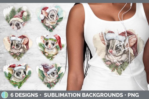 Santa Sugar Glider Christmas Heart Distr Illustrations