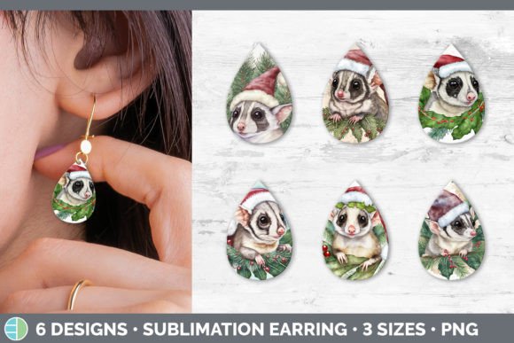 Santa Sugar Glider Christmas Teardrop Illustration