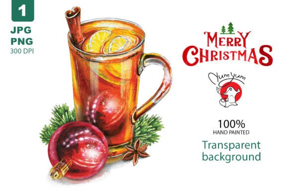 Tea Christmas Composition Illustration Review